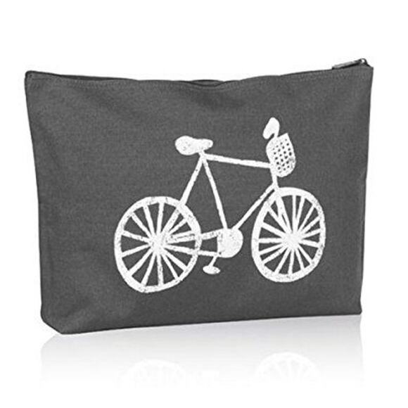 Thirty-One Large Zipper Pouch Gray Bicycle NEW NIP 9" x 12" - Picture 1 of 4
